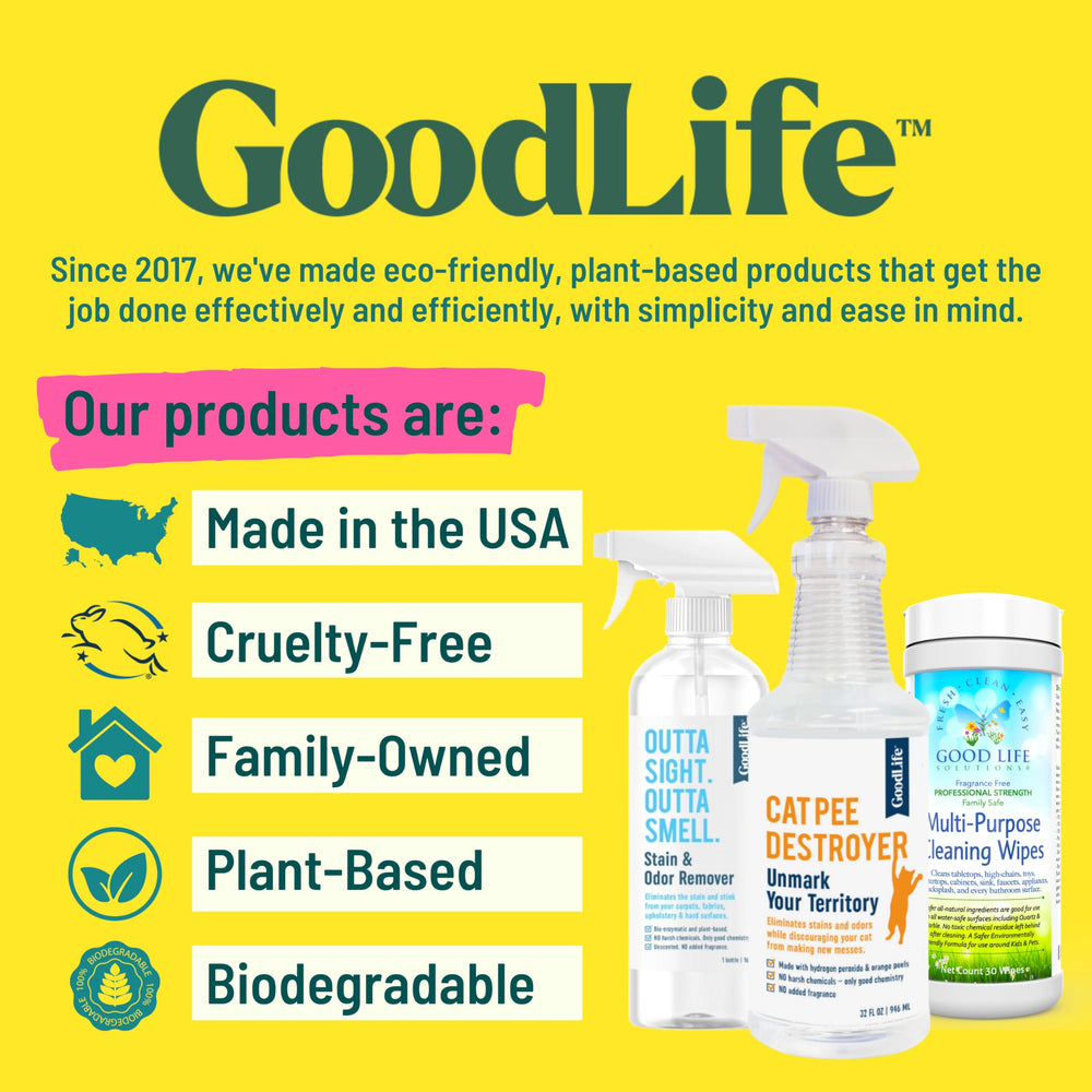 Good Life Solutions Cat Pee Destroyer USA-made product from woman- and veteran-owned business