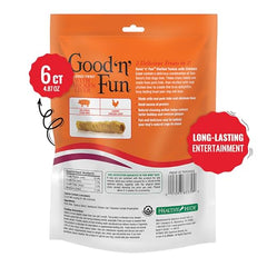 Good 'n' Fun Rawhide Twists—chicken liver center image for engaging, flavorful chew sessions.