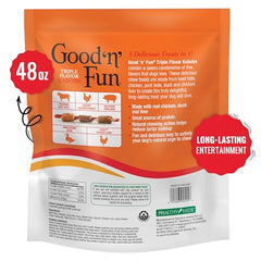 Good 'n' Fun Kabobs beef hide core highlights a durable, protein-rich chew for dogs.