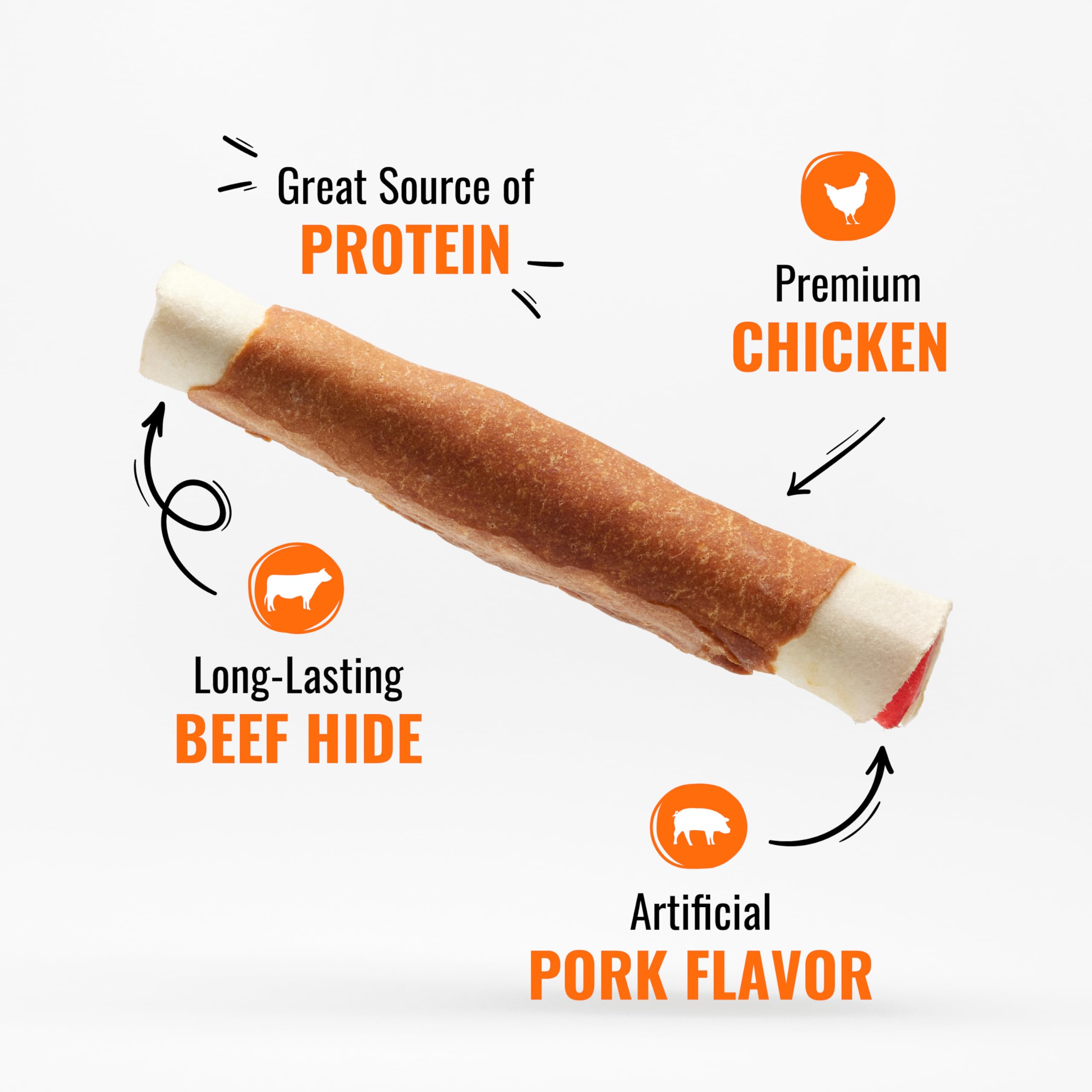 Good 'n' Fun Triple Flavor Rolls 7-inch roll shown for large dogs.