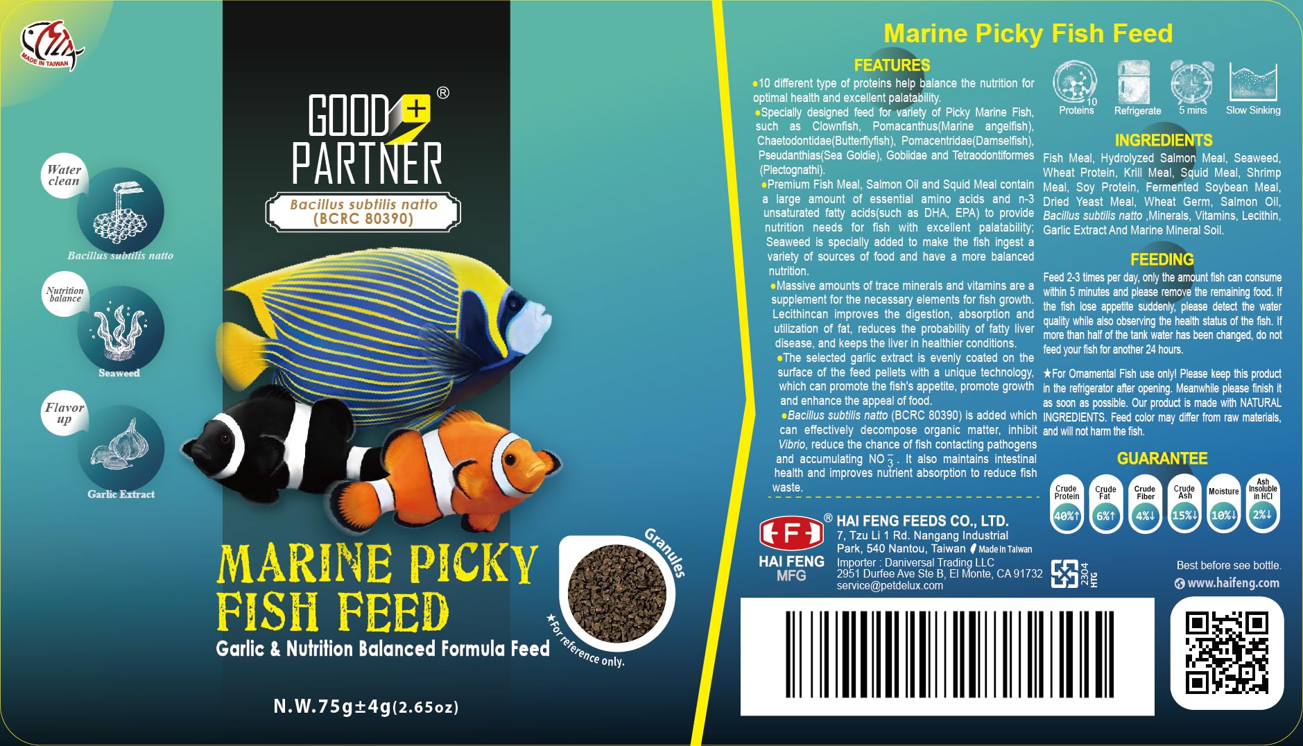 GOOD PARTNER Purify Series energy and color enhancement in marine fish