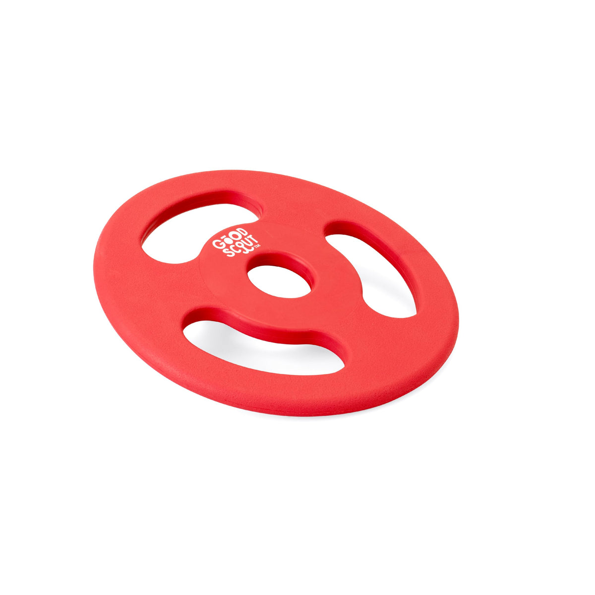 Good Scout Scout Tugg Frisbee dog toy for fetch with bright color enhances playtime.
