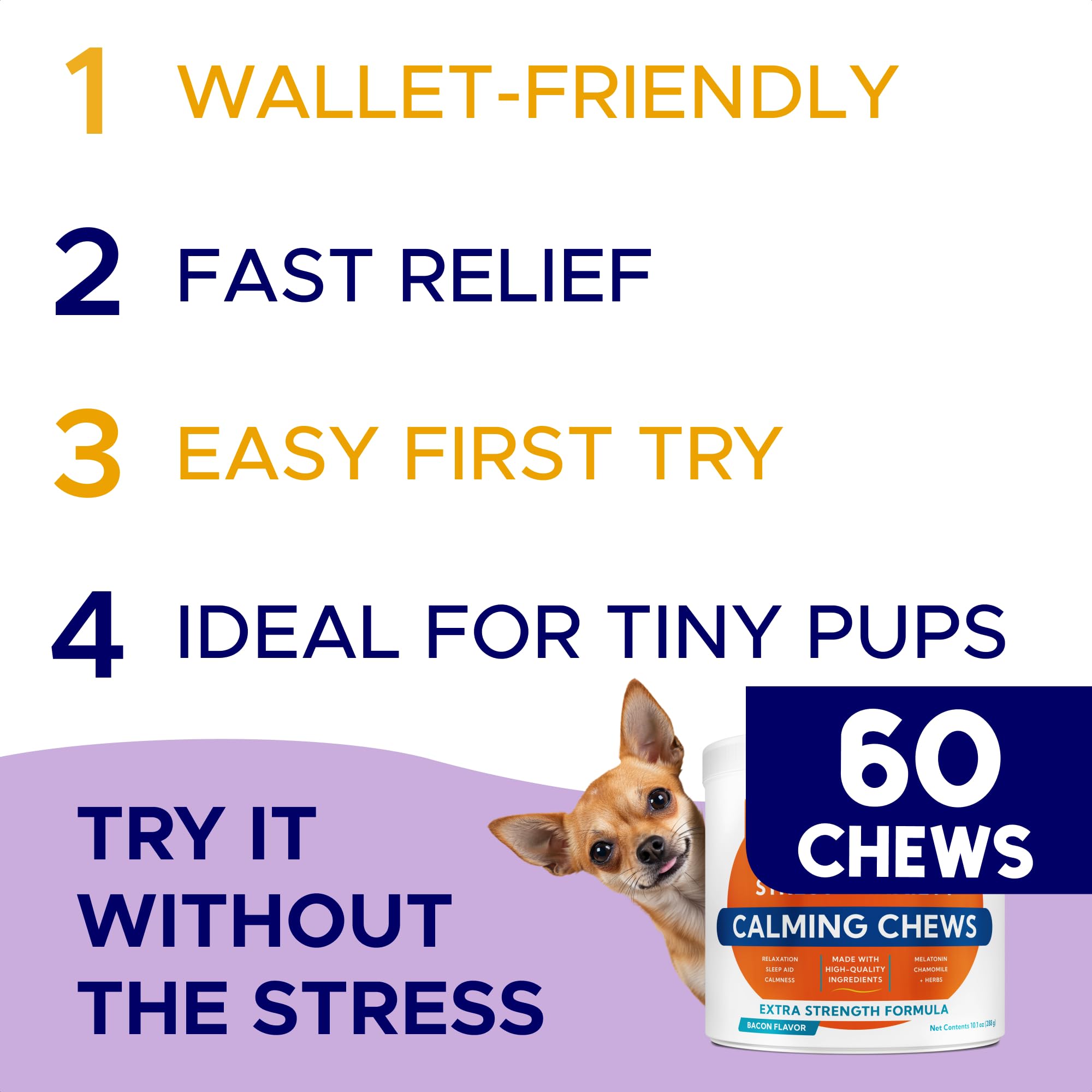 GOODGROWLIES calming chews closeup highlights soft texture and chewable appeal.