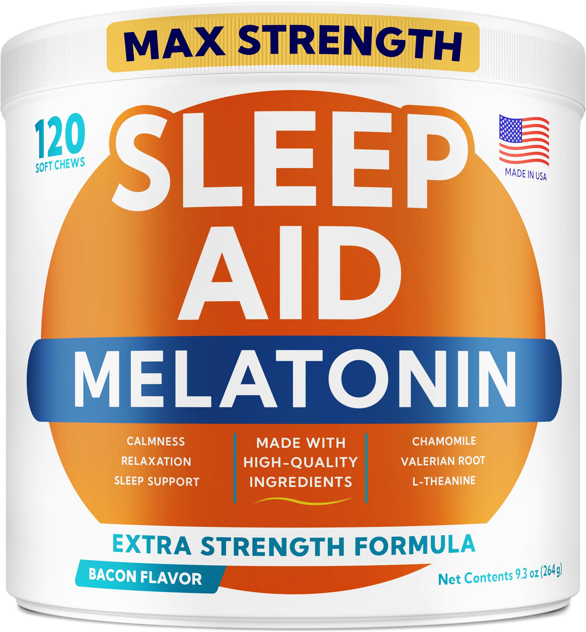 GOODGROWLIES melatonin dog treats bottle front helps calm anxious dogs at bedtime.