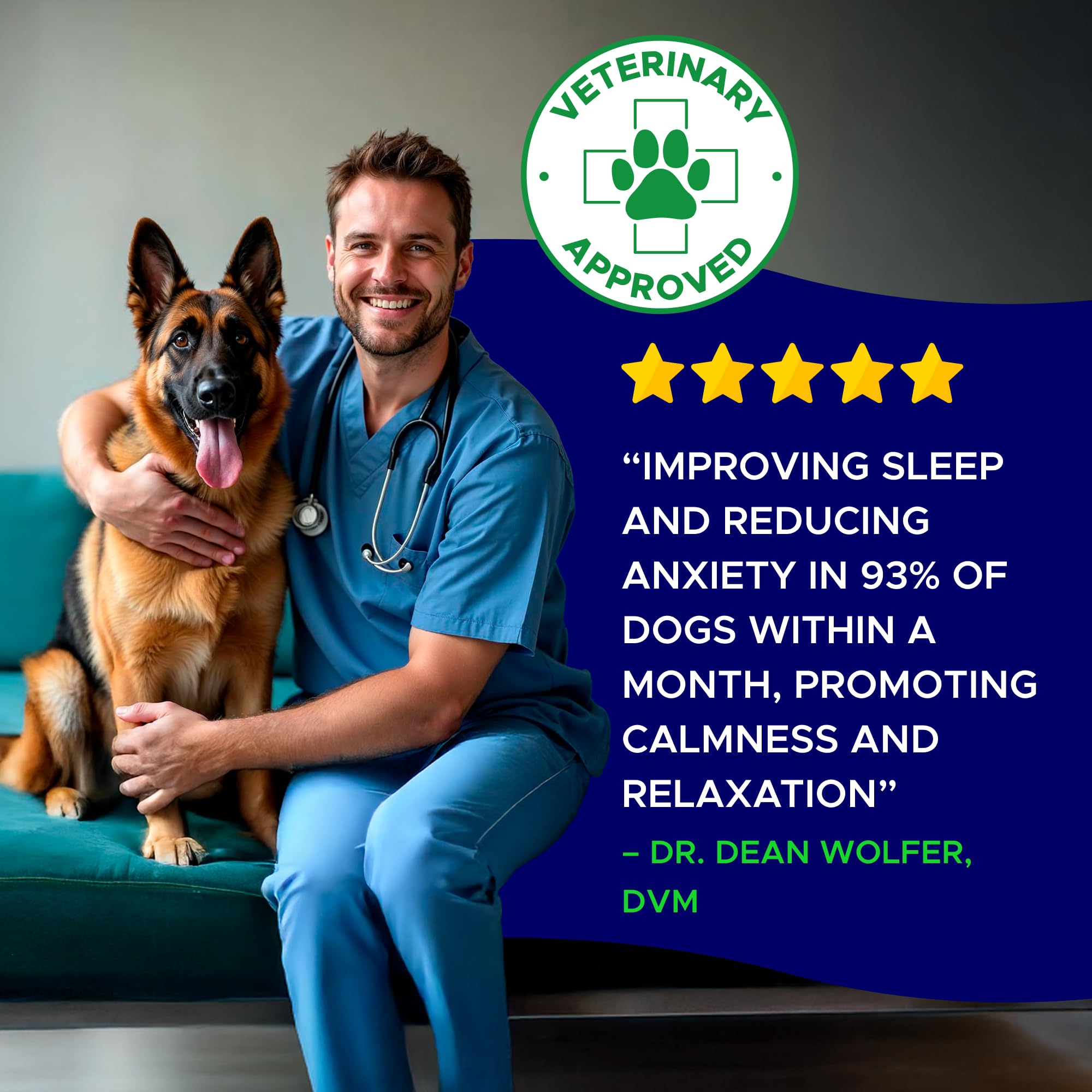 GOODGROWLIES melatonin dog treats in hand suggests convenient chewable sleep aid for pets.