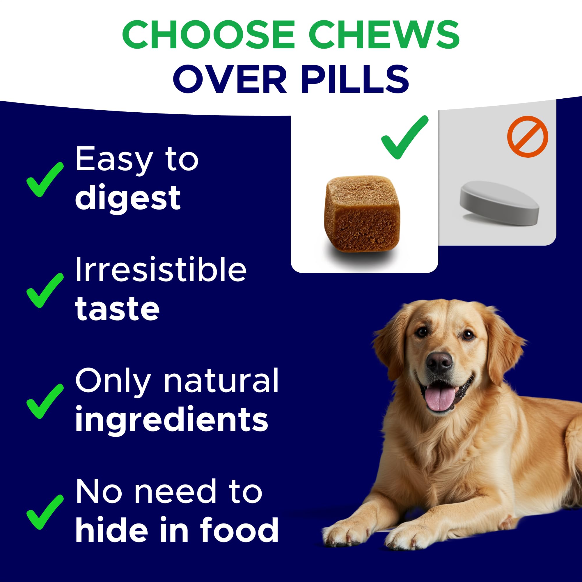 GOODGROWLIES melatonin dog treats jar open shows a chewable option over pills for easy dosing.