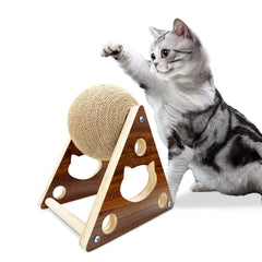 GOOGGOING cat-scratcher ball with natural sisal for engaging play and scratching.