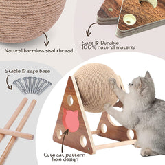 GOOGGOING natural sisal ball highlights durable scratching surface for cats.