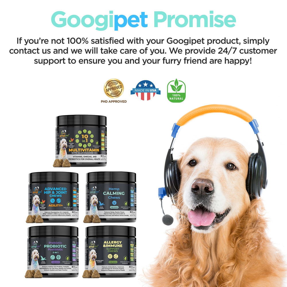 Googipet Daily Hemp Calming Chews calm moment after chewing.