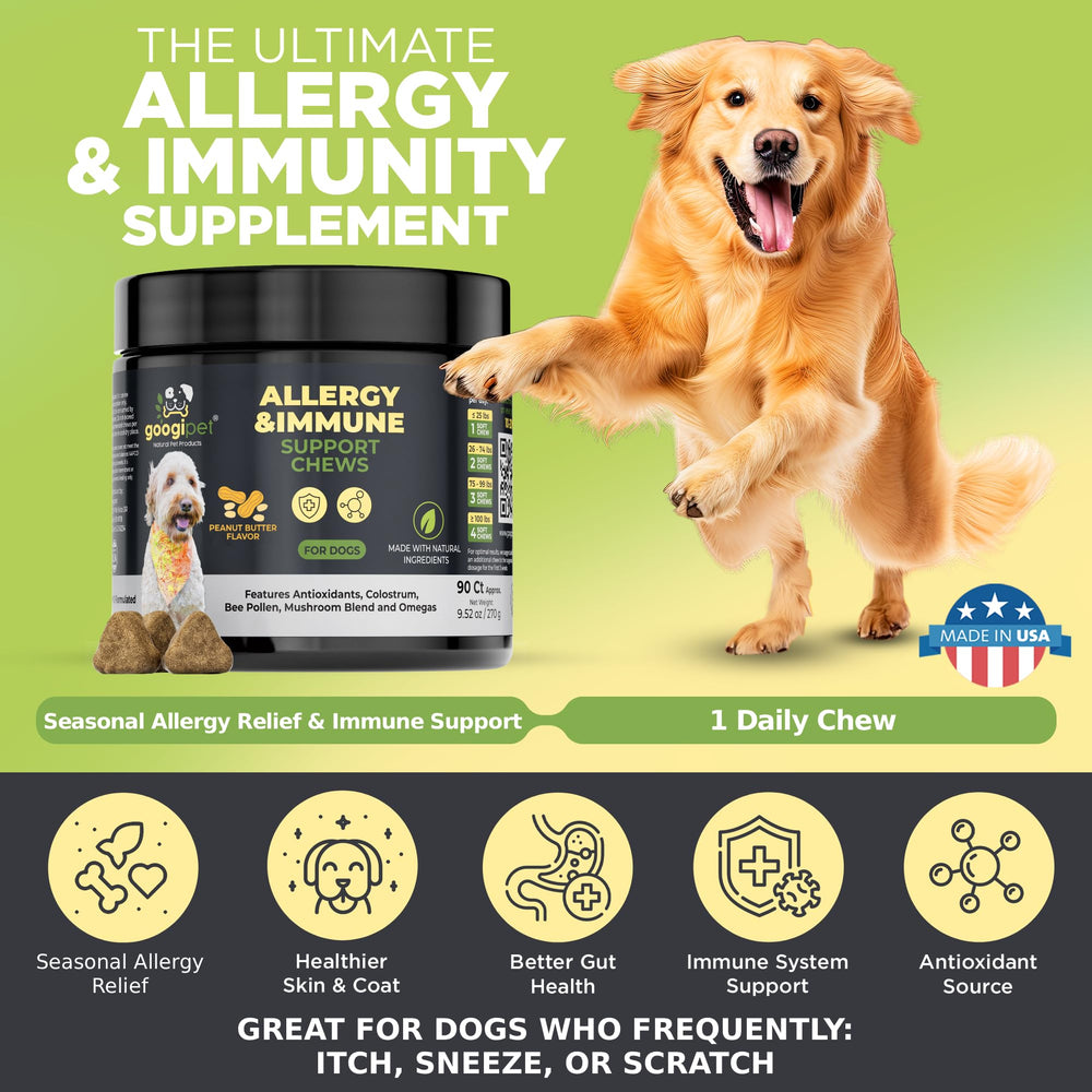 Googipet bee pollen ingredients panel highlights natural immune support in every chew.