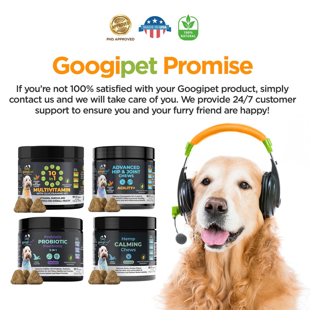 Googipet Premium dog vitamins in-use during mealtime