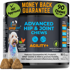 Googipet Premium hip and joint dog chews pack for comprehensive joint support.