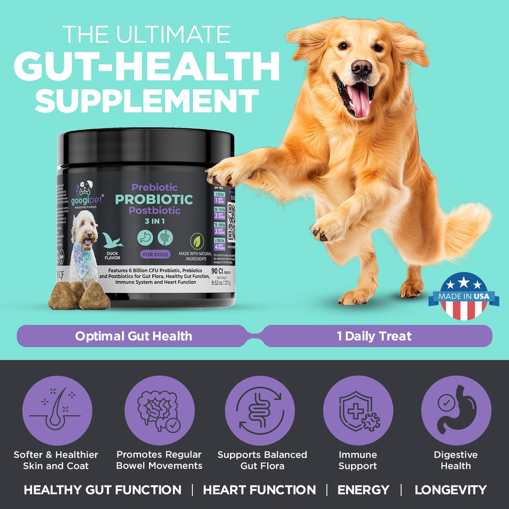 Googipet Probiotics ingredients pumpkin papaya clean, fiber-rich support for digestion.