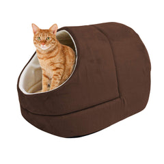 GOOPAWS 4 in 1 self-warming burrow bed front view shows cozy den for naps