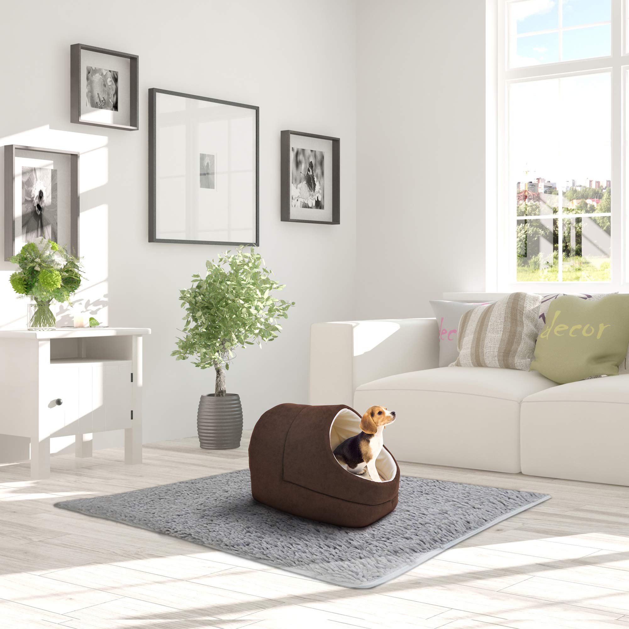 GOOPAWS 4 in 1 self-warming burrow bed machine-washable cover for easy cleaning