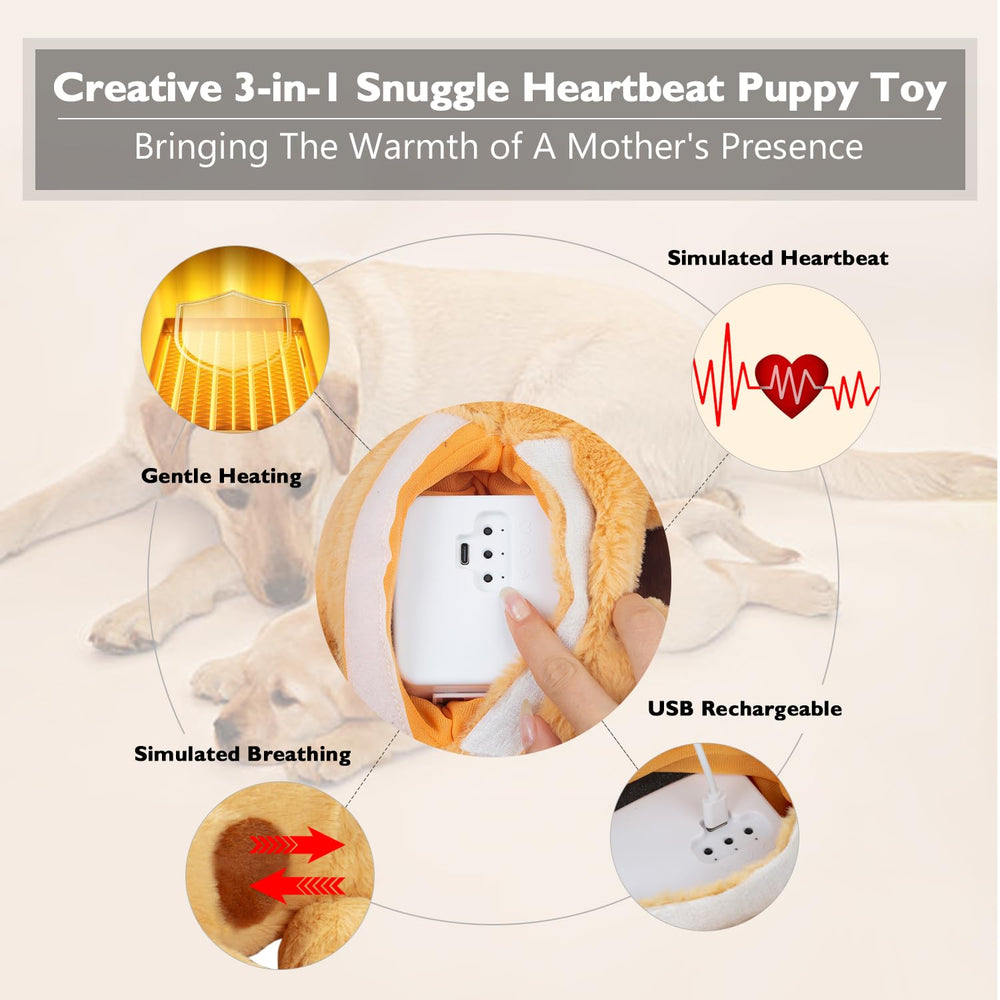 Goopow Heartbeat Puppy Toy heartbeat simulation offers soothing real-time pulsing comfort.