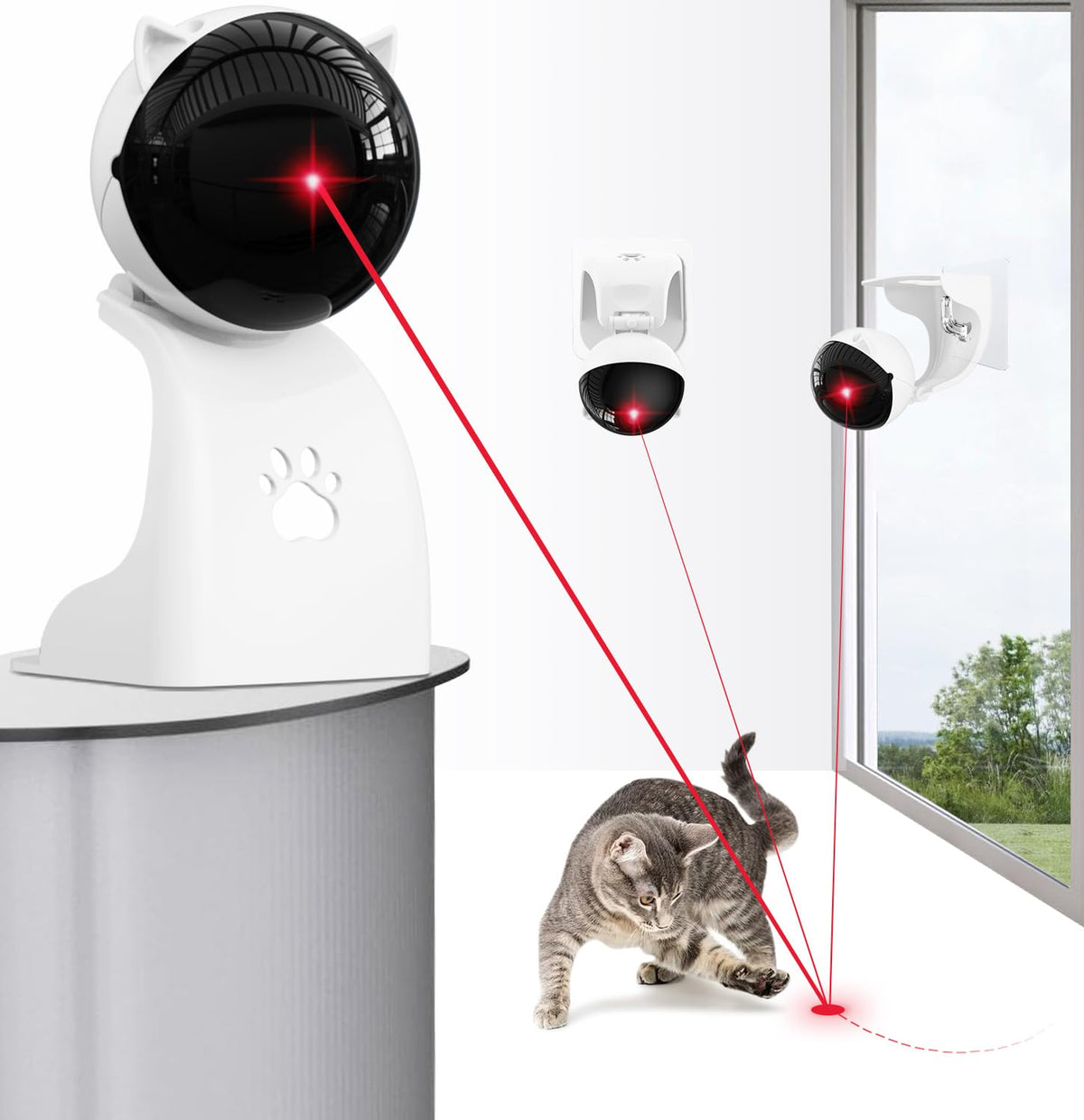 Goopow Interactive Laser Pointer Cat Toy with adjustable laser head boosts indoor play