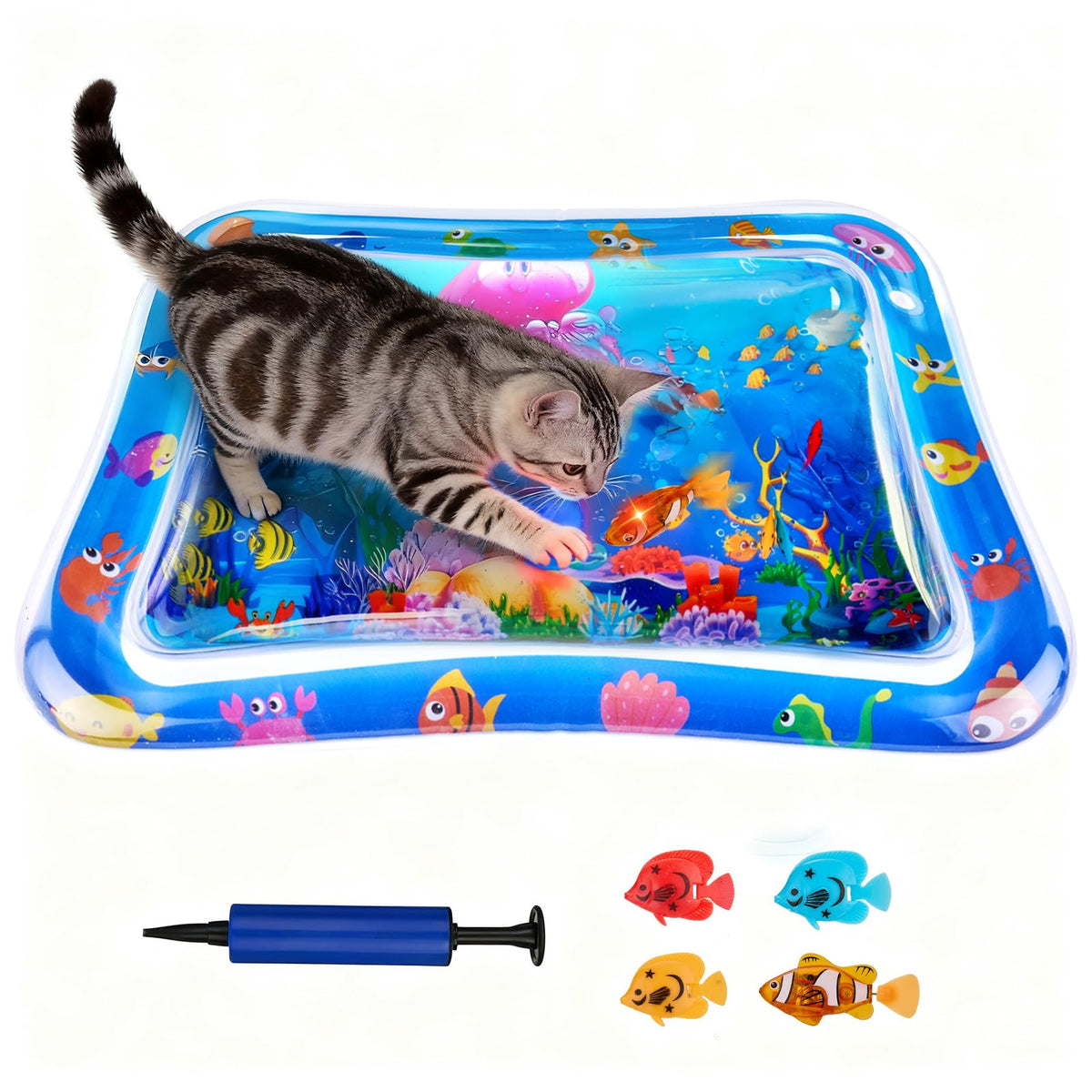 Goopreen Cat Water Mat with glowing fish for interactive play.