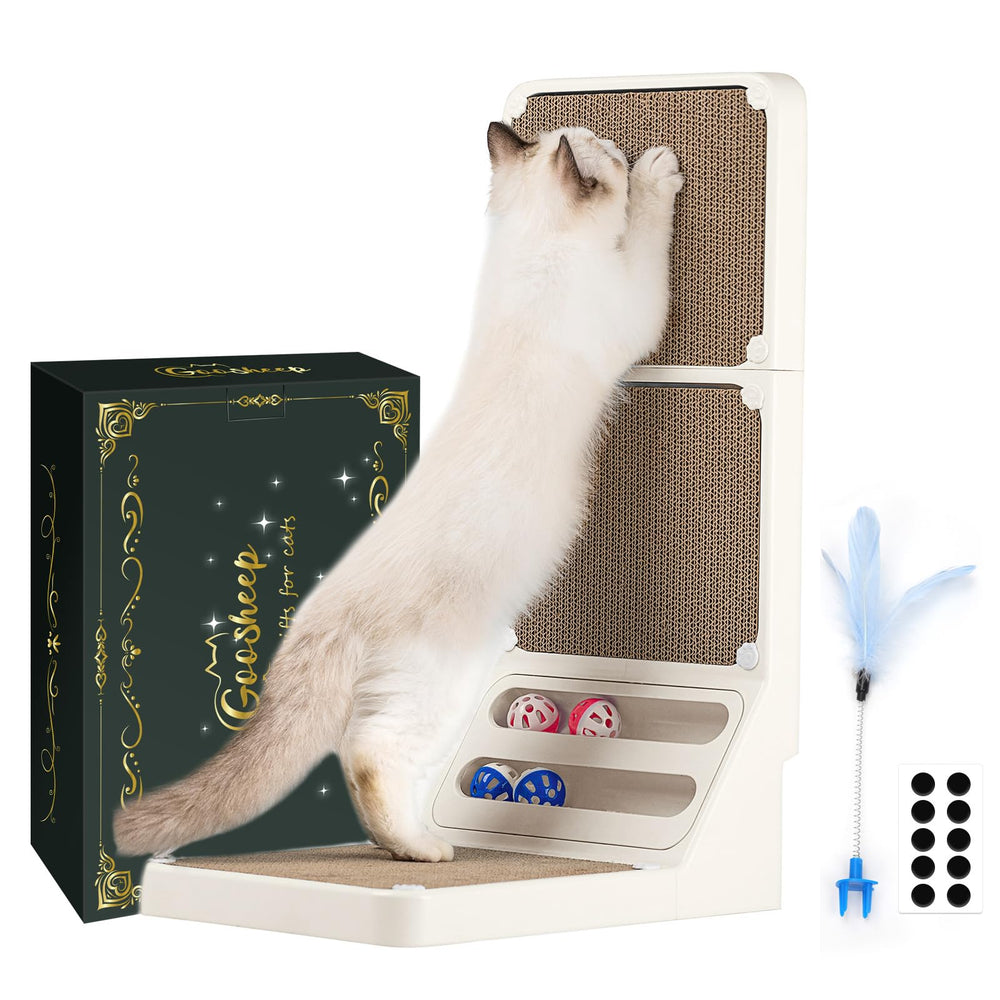 Goosheep cat scratching ball design white ideal for indoor play sessions.