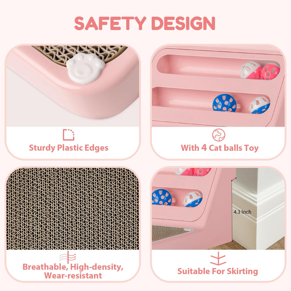 Goosheep cat scratching board pink corrugated core resists wear during vigorous scratching