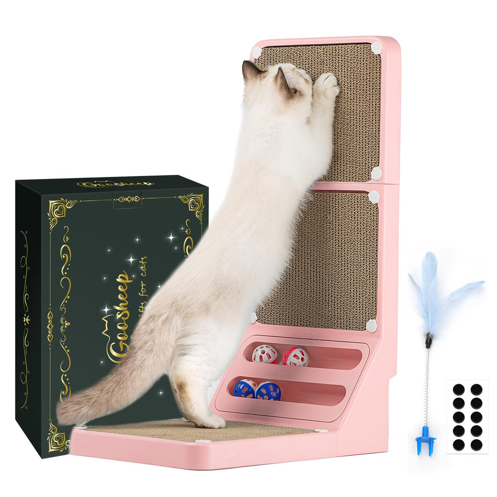 Goosheep cat scratching board pink double ball highlights extended play and interactive fun