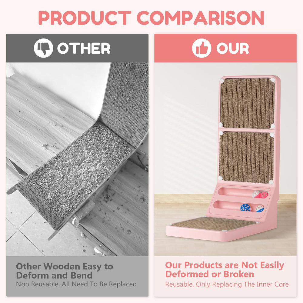 Goosheep cat scratching board pink easy-install snap system simplifies replacement