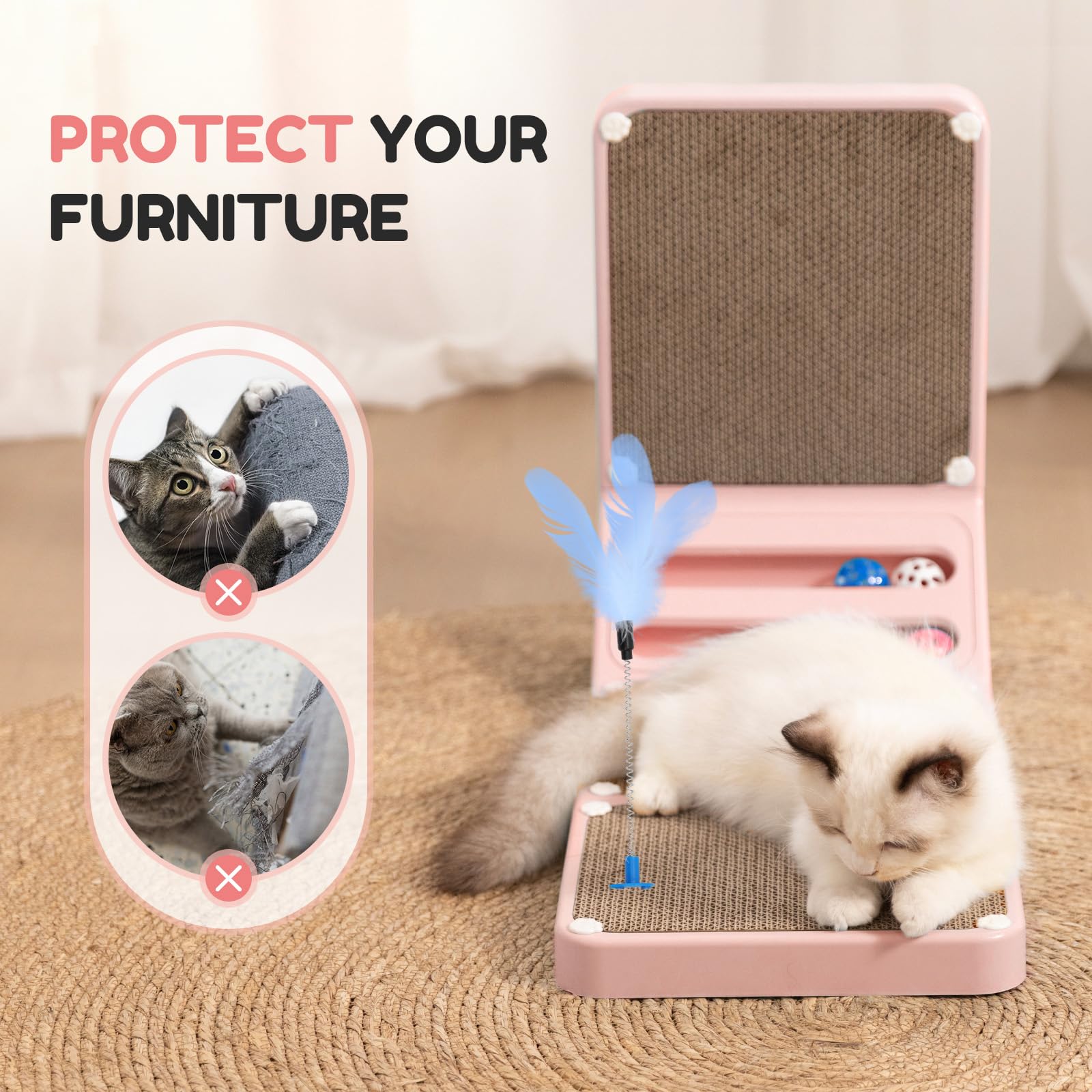 Goosheep cat scratching board pink kitty-nest design invites cats to relax after play
