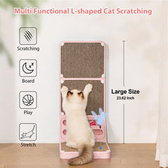 Goosheep cat scratching board pink L-shape emphasizes wall protection and easy setup
