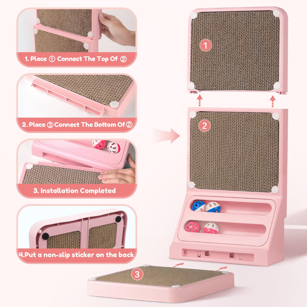 Goosheep cat scratching board pink scratch pad showcases durable cardboard for long-lasting play