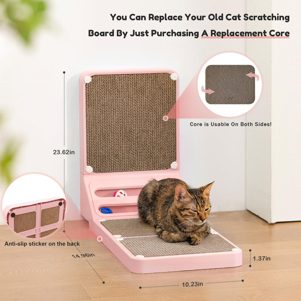 Goosheep cat scratching board pink sealed bottom prevents mess and keeps floors clean