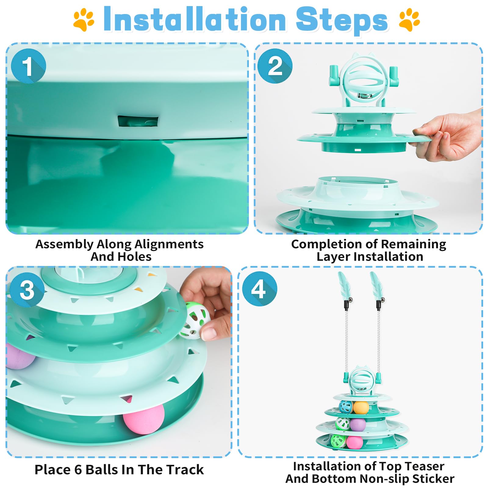 Goosheep interactive ball green in-use image demonstrates cats chasing balls and staying engaged