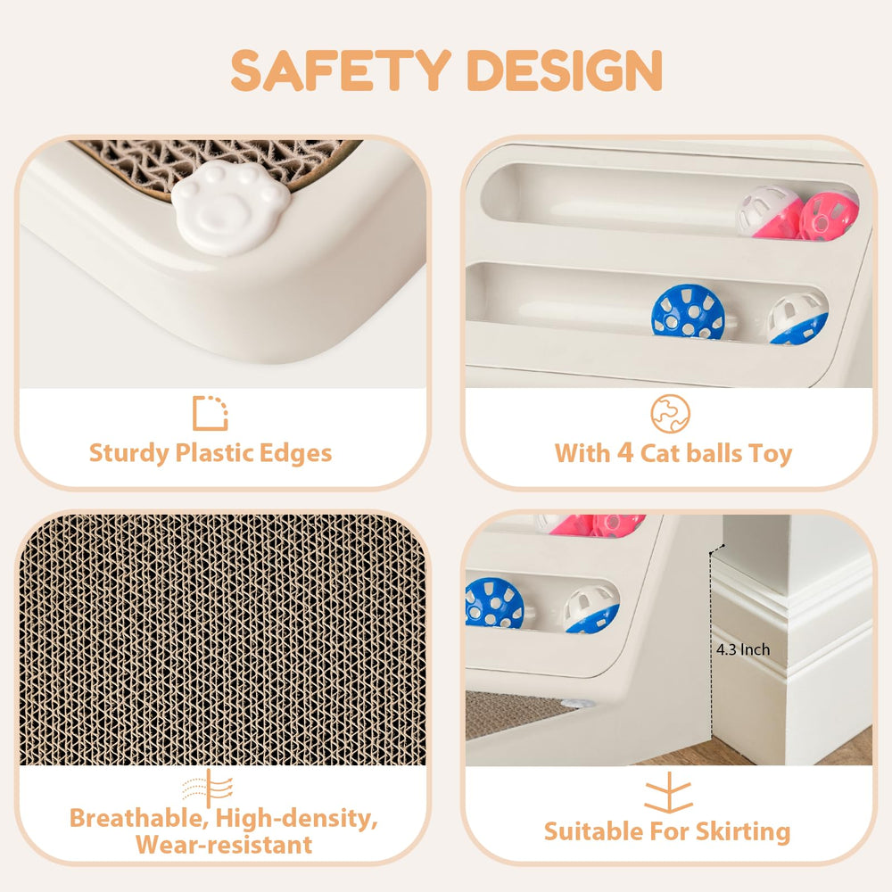 Goosheep large-cat scratching board with four play balls for extra activity.