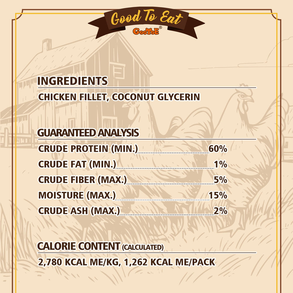 Gootoe chicken fillets ingredient closeup underscores real chicken as #1 ingredient
