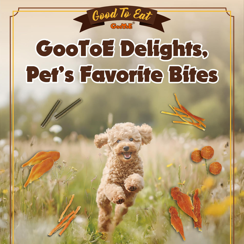 Gootoe chicken jerky in-action dog image demonstrates enjoyable training reward