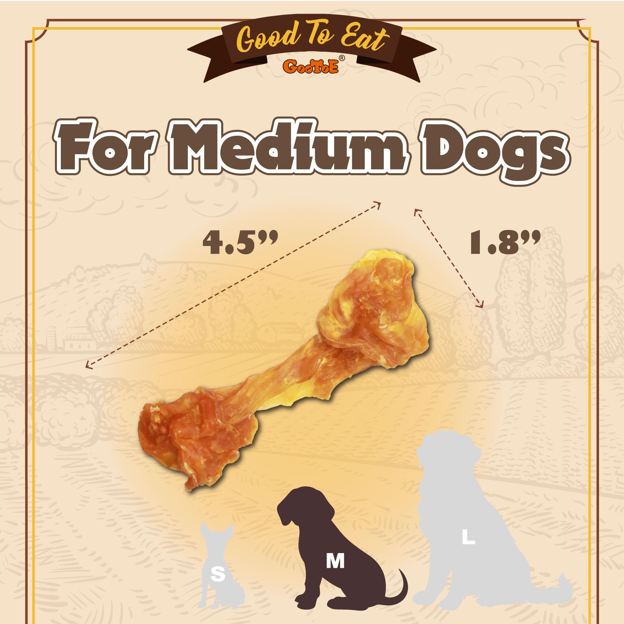 Gootoe Turkey Tendons bag label emphasizes natural ingredients ideal for sensitive stomachs.