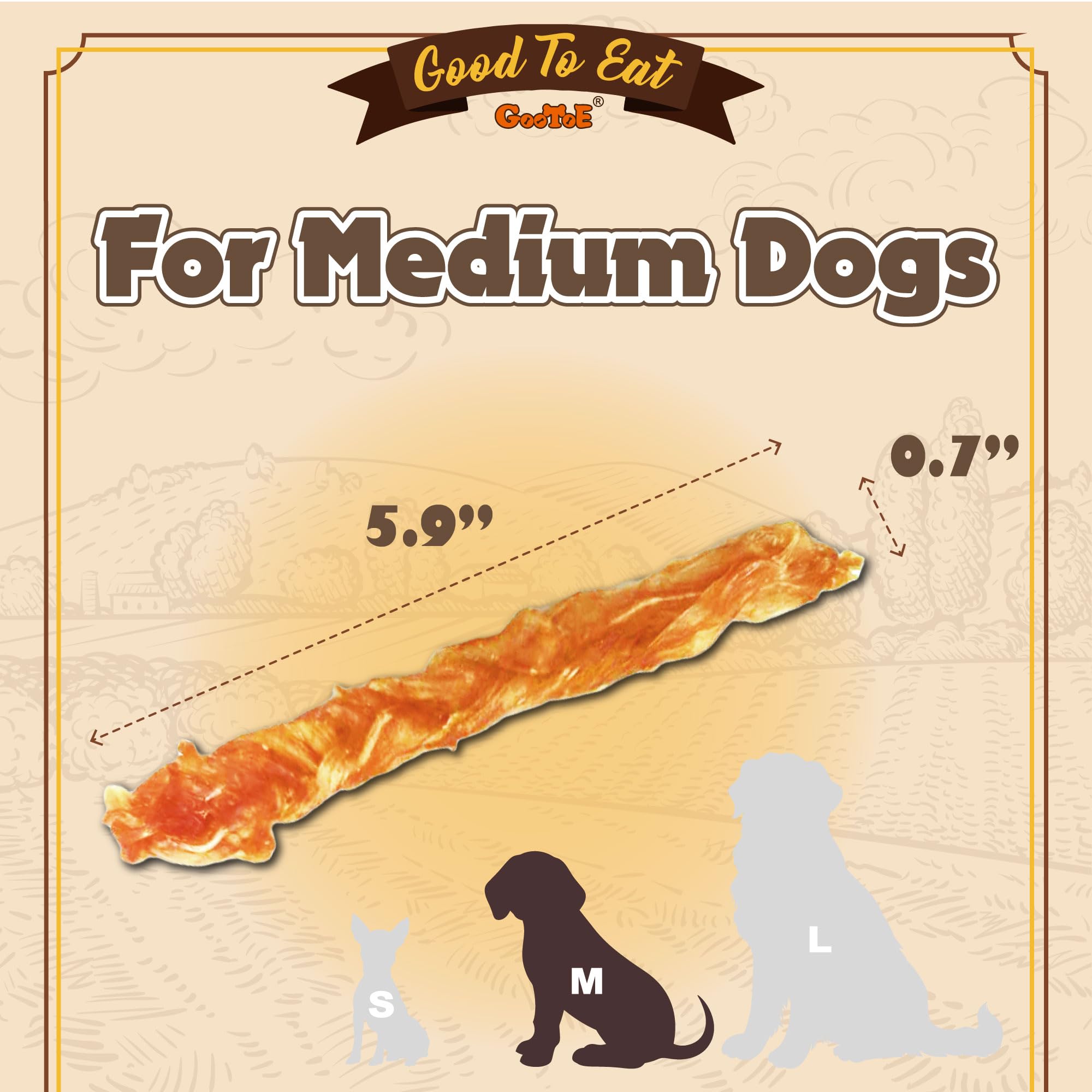 Gootoe turkey tendon closeup texture—natural, grain-free chew for sensitive stomachs.