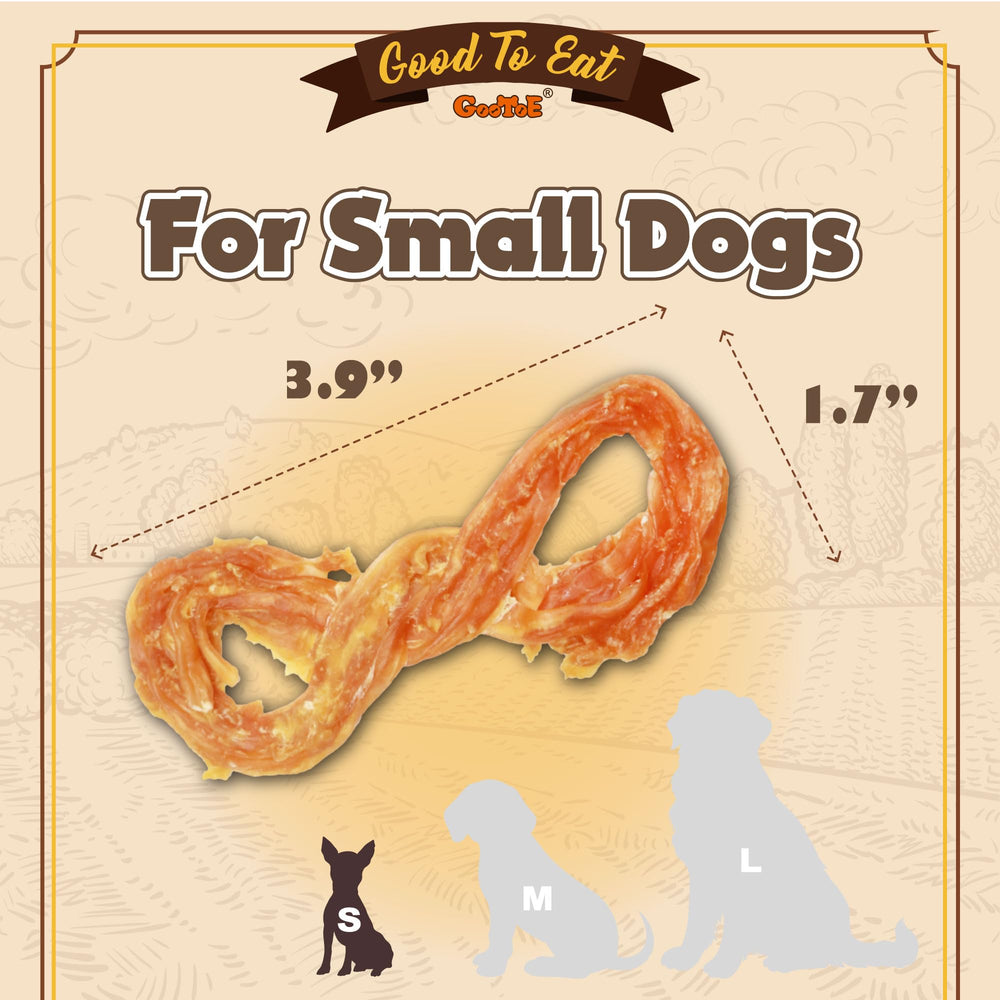 Gootoe turkey tendons closeup highlighting a long lasting chew ideal for puppies and small breeds.