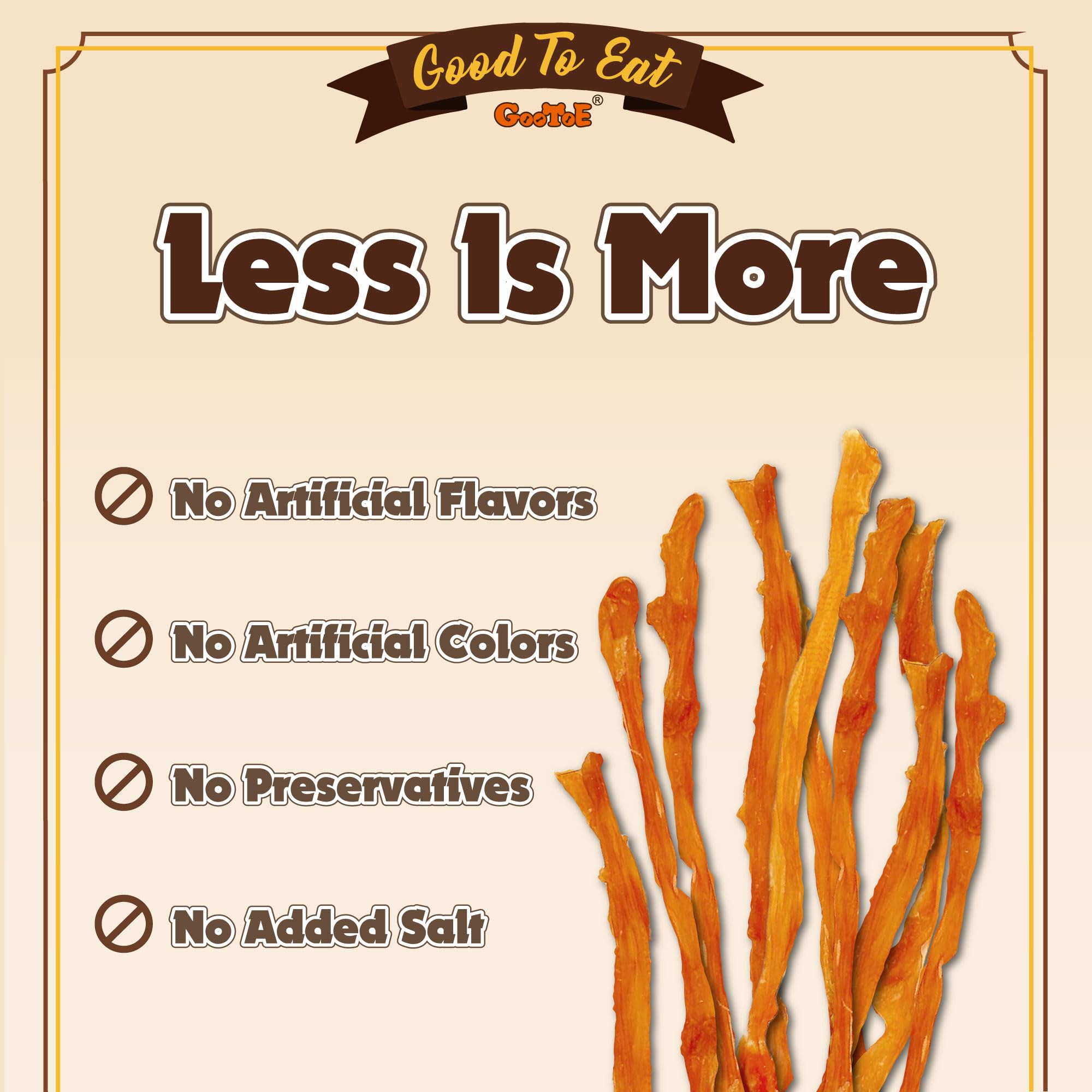 Gootoe turkey tendons grain-free image emphasizes hypoallergenic, single-protein snack for sensitive stomachs.