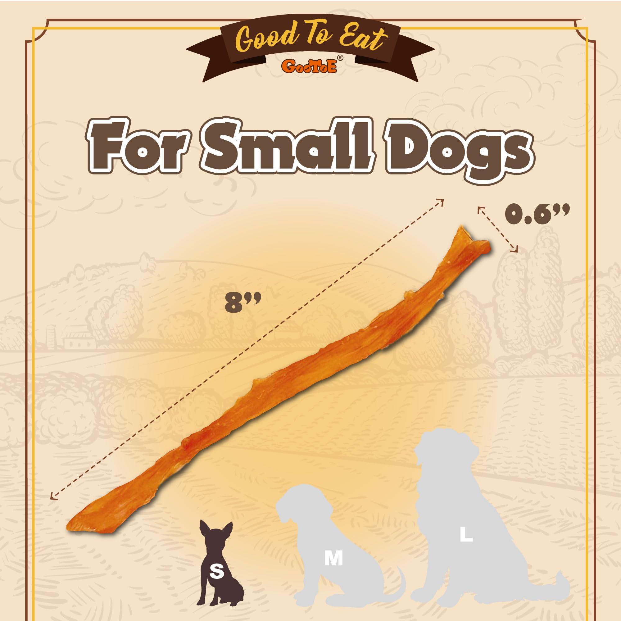 Gootoe turkey tendons long-lasting chews image highlighting durability for lasting play.