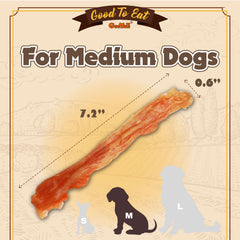 Gootoe turkey tendons long-lasting-dog-chew image demonstrates extended chew time.