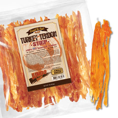 Gootoe turkey tendons packshot image showing natural dog treats for extended chewing sessions.