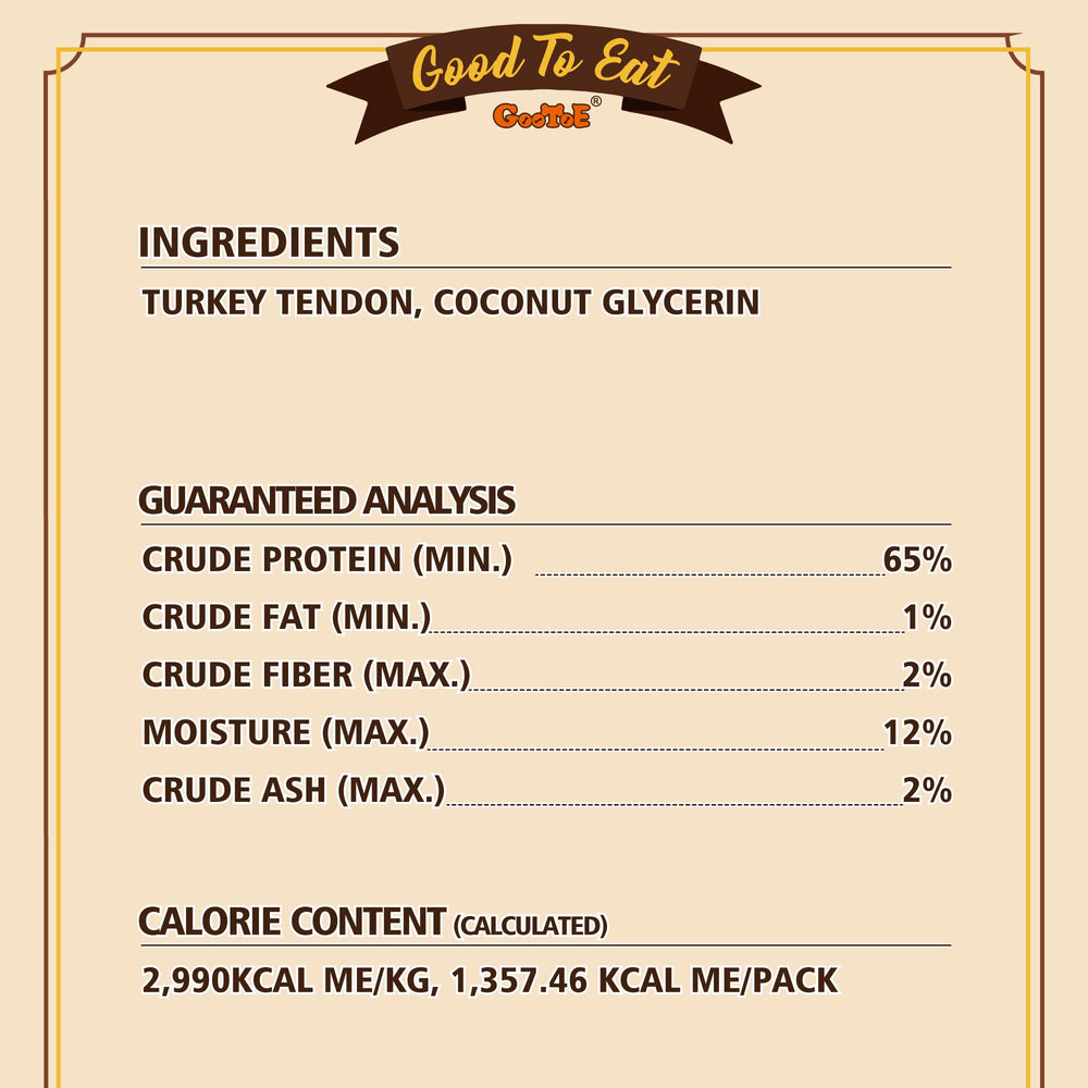 Gootoe turkey tendons small-breed snack image illustrating ideal chew for small dogs.
