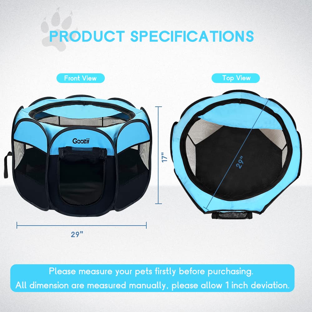 Goozii dog playpen travel-camping-ready design fits in car trunks