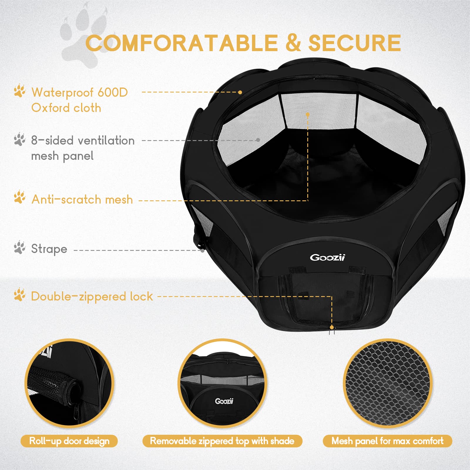 Goozii kitten playpen eight panel design provides secure, breathable space