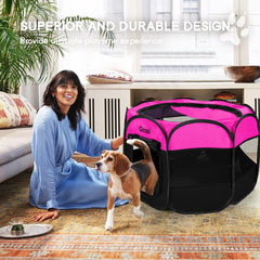 Goozii portable dog playpen door open shows easy in-out access for pets.