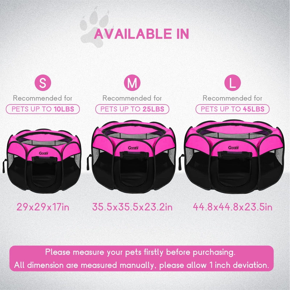 Goozii portable large pet playpen pink compact setup for travel