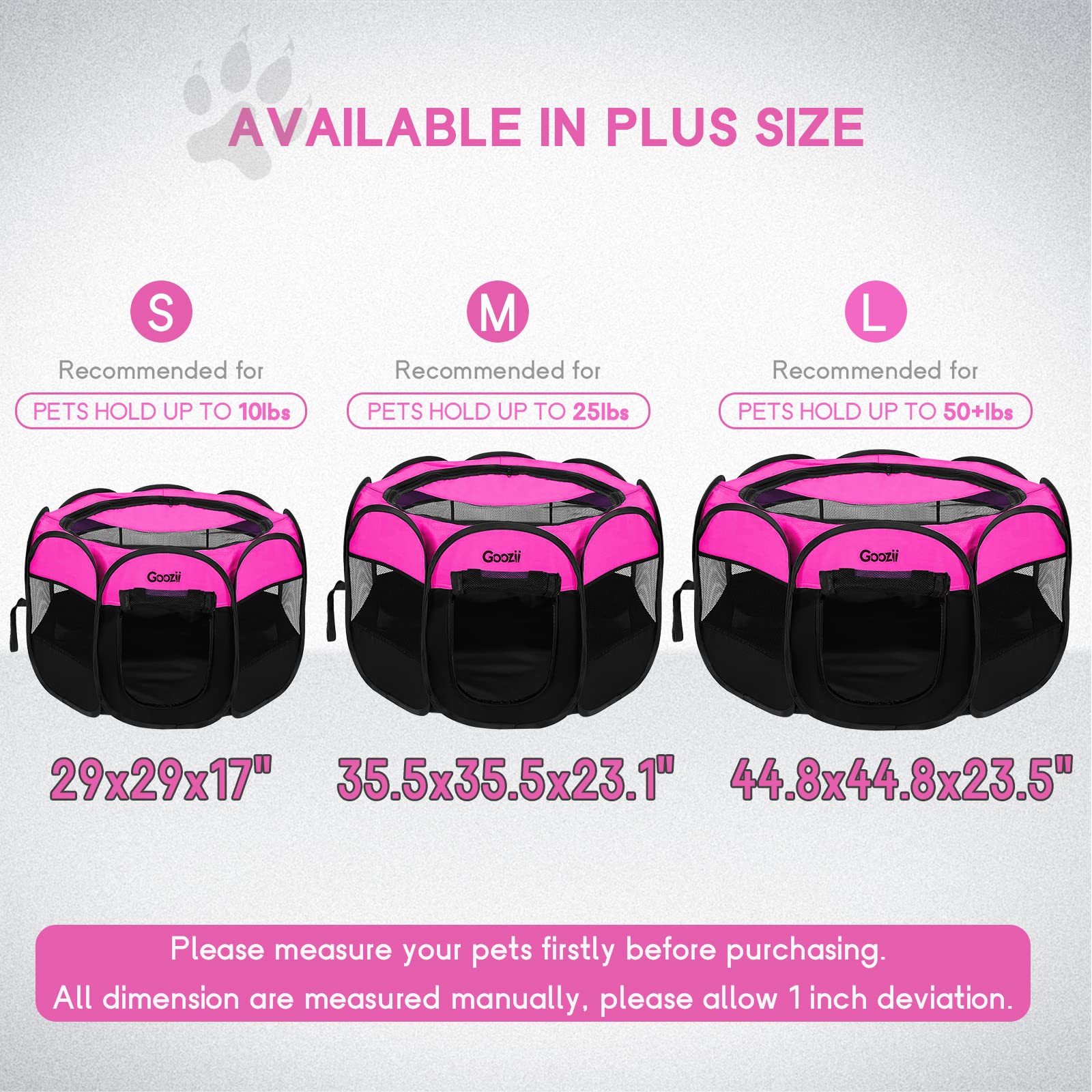 Goozii portable large pet playpen folded for compact travel storage