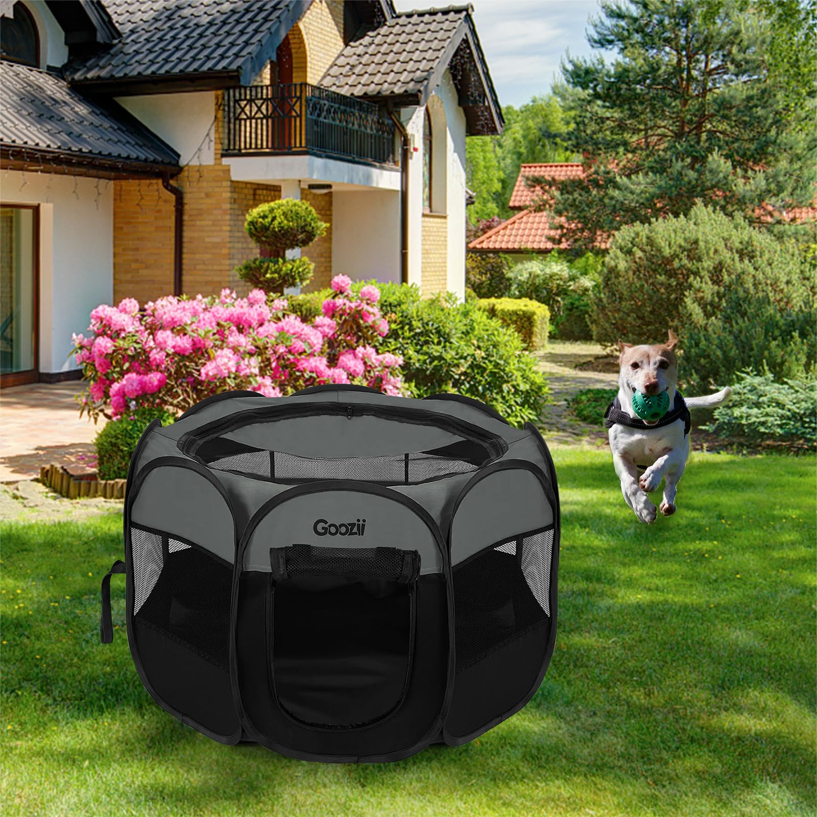 Goozii portable puppy playpen multi-use design for indoor and outdoor adventures.