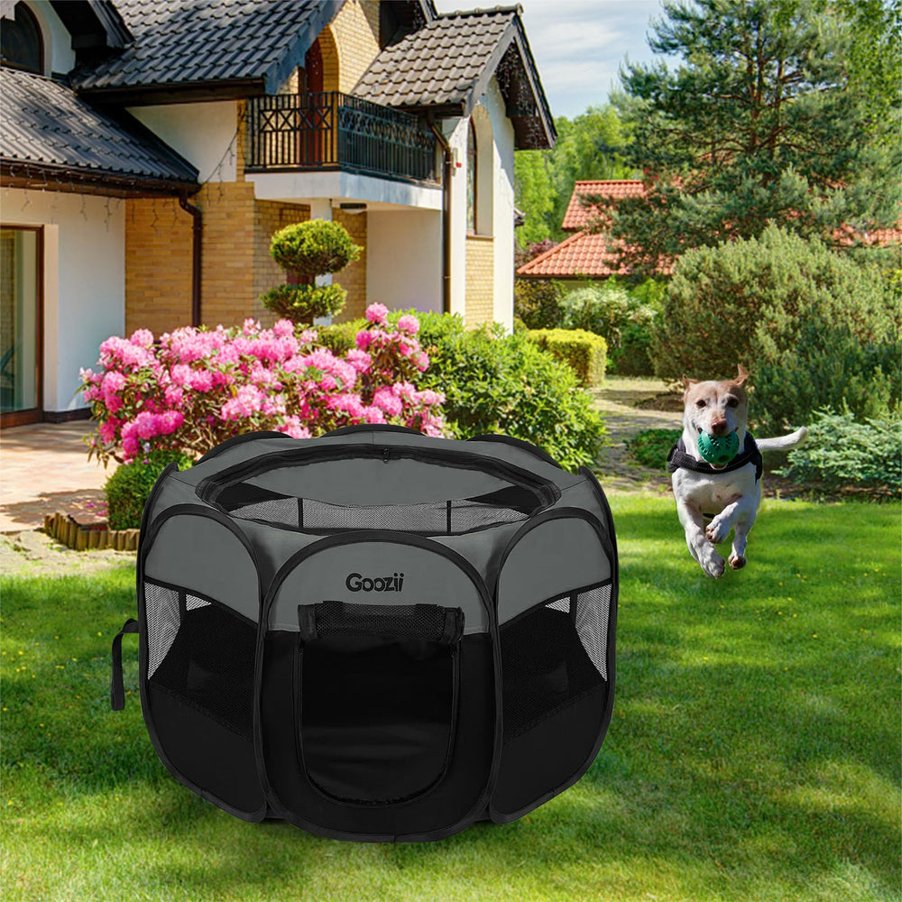 Goozii portable puppy playpen multi-use design for indoor and outdoor adventures.