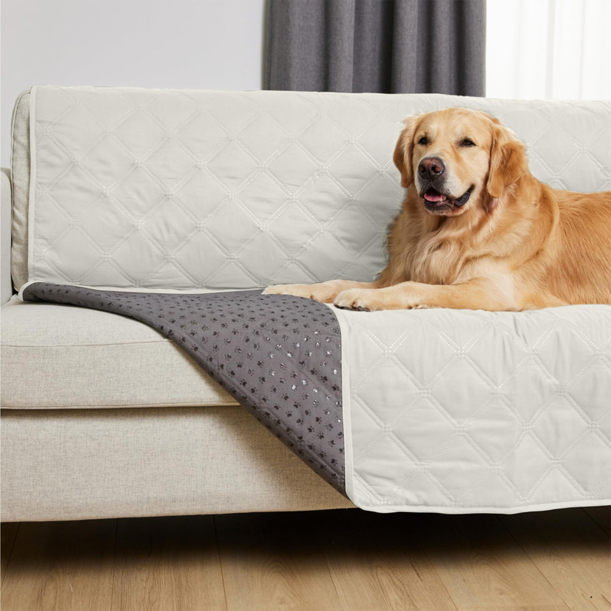 GORILLA GRIP bed cover top layer closeup highlights tear-resistant quilted surface.
